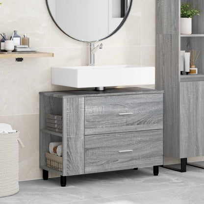 Bathroom Vanity Unit Grey Sonoma 80 x 35 x 60 cm
