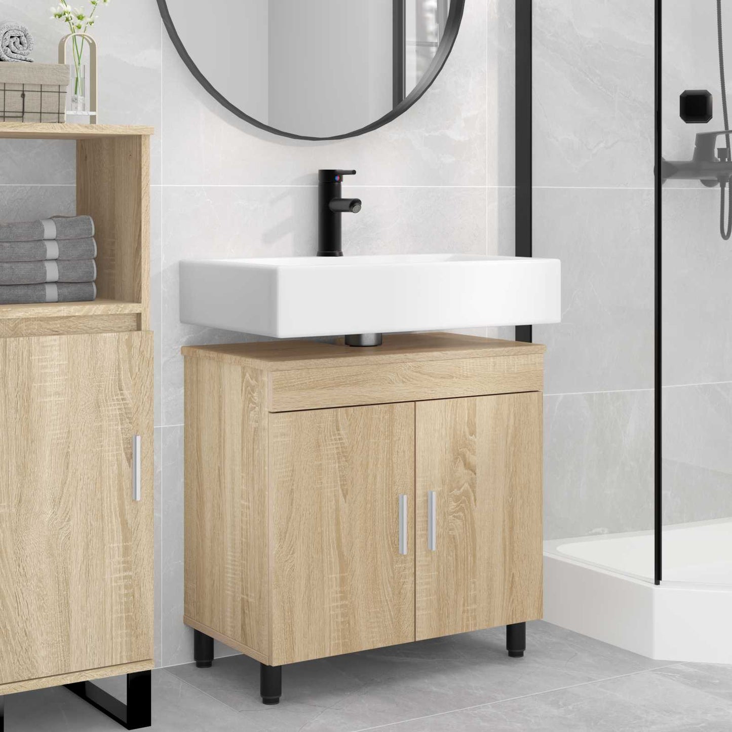Bathroom Vanity Unit Sonoma Oak 60 x 35 x 60 cm Engineered Wood