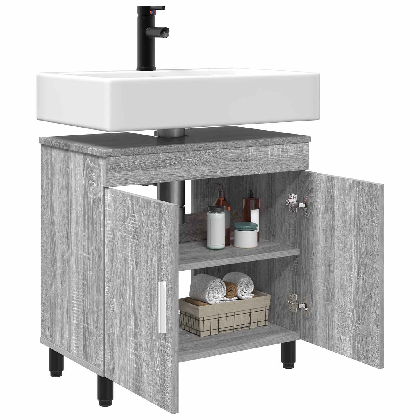 Bathroom Vanity Unit Grey Sonoma 60 x 35 x 60 cm