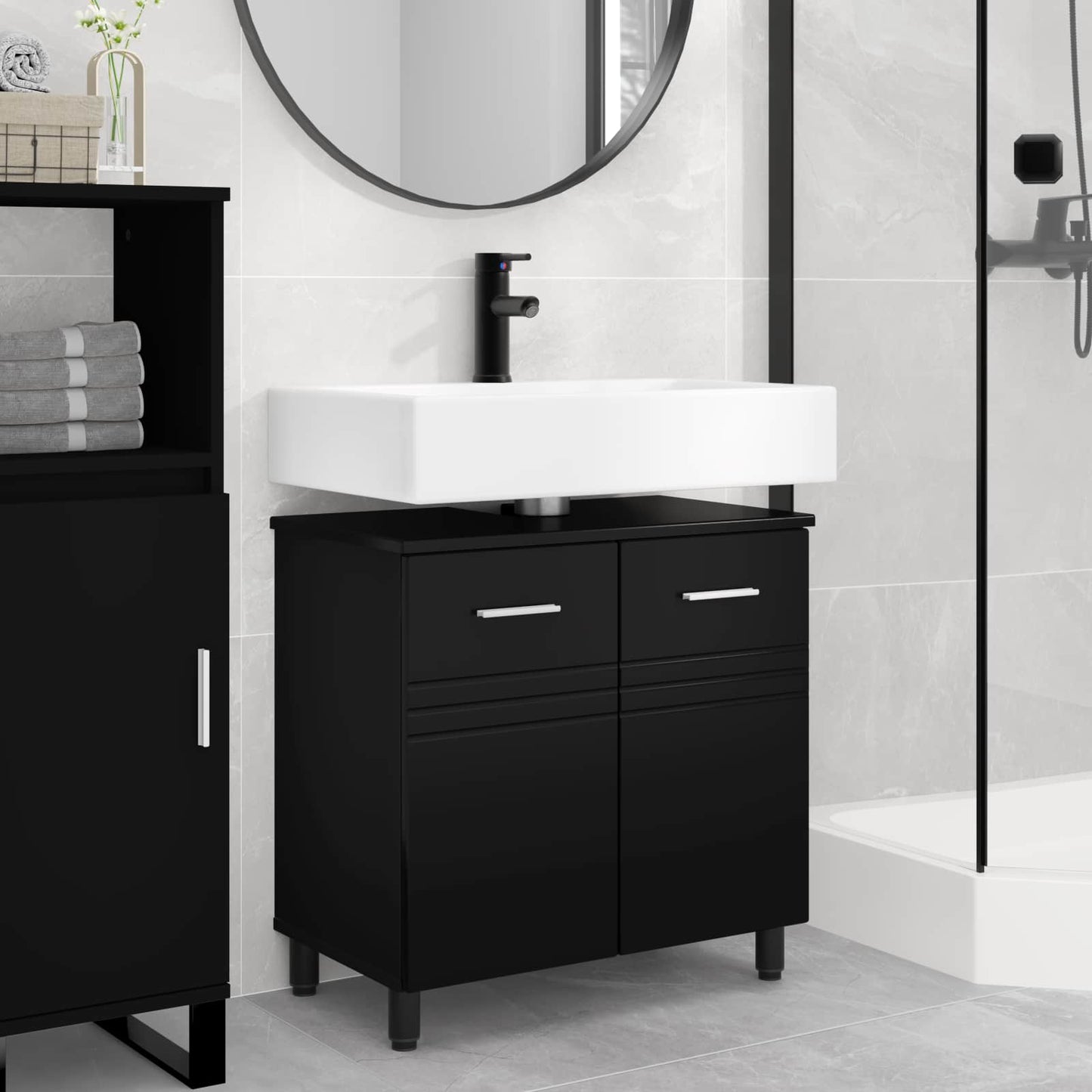 Bathroom Vanity Unit Black 60 x 35 x 60 cm Engineered Wood