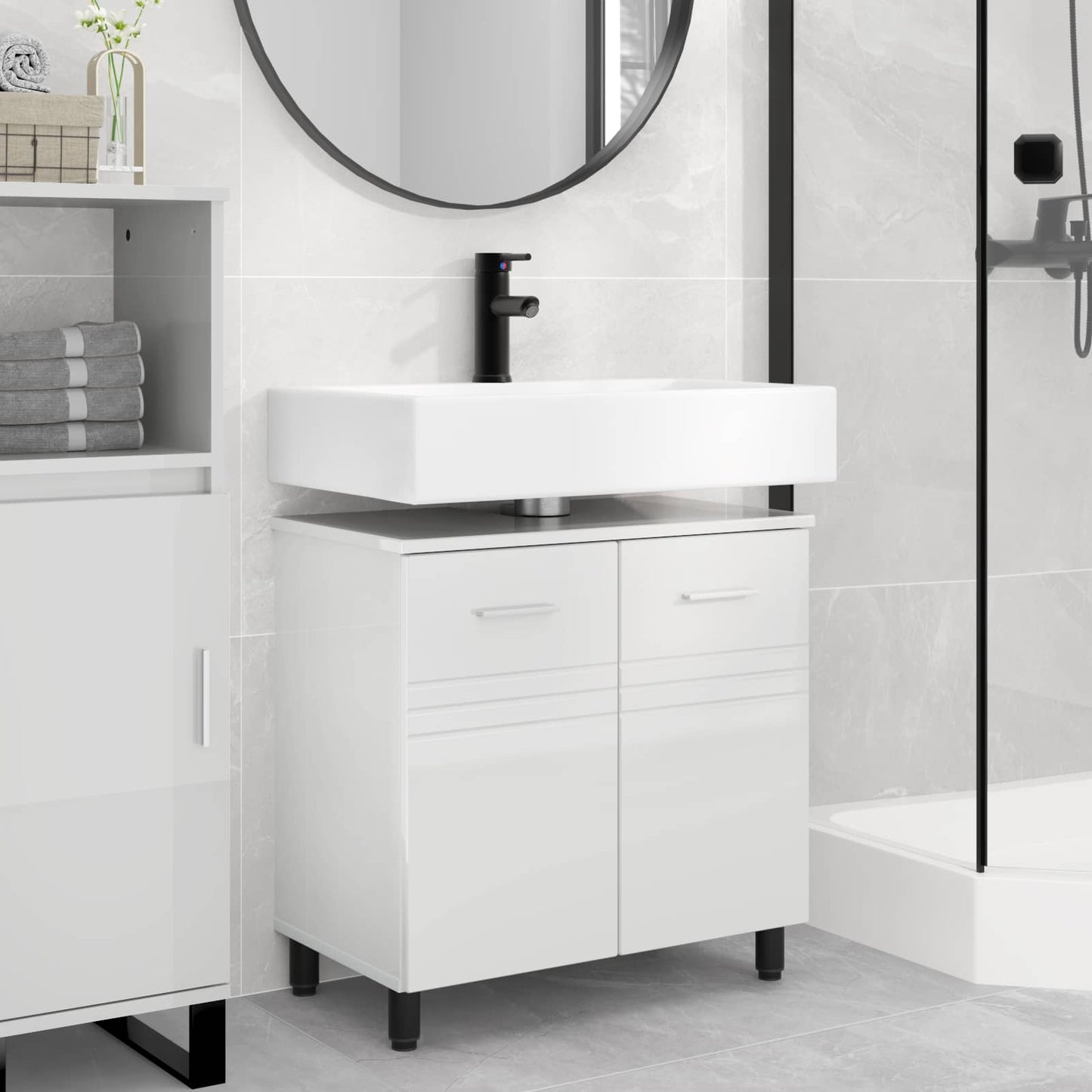 Bathroom Vanity Unit High Gloss White 60 x 35 x 60 cm