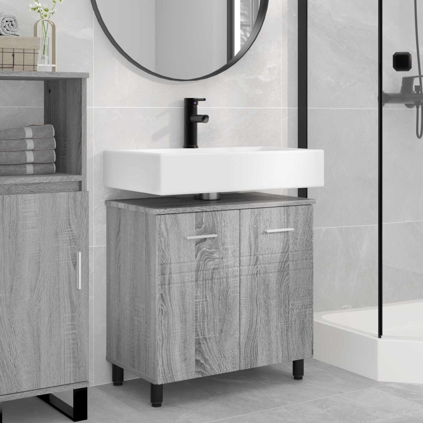 Bathroom Vanity Unit Grey Sonoma 60 x 35 x 60 cm