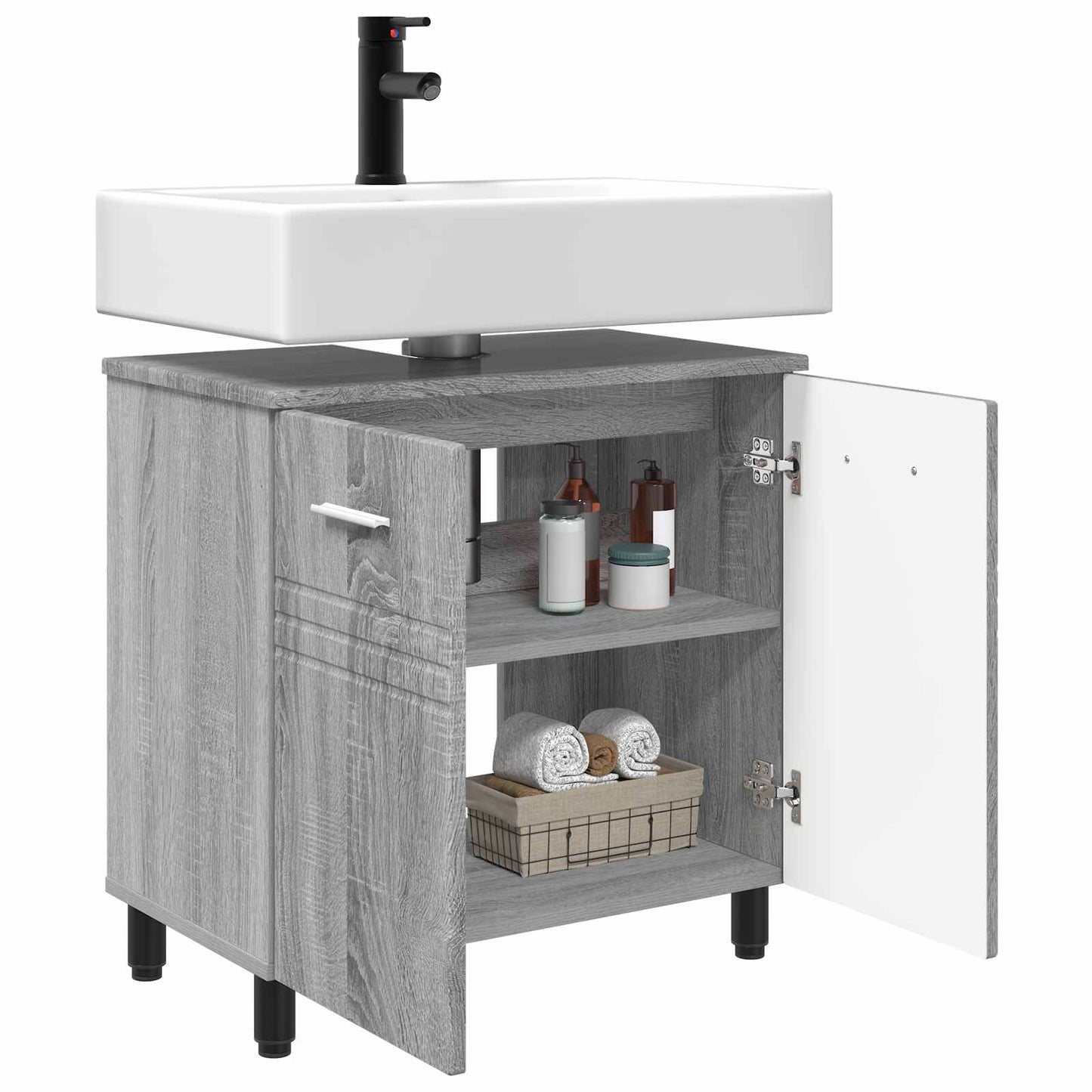 Bathroom Vanity Unit Grey Sonoma 60 x 35 x 60 cm