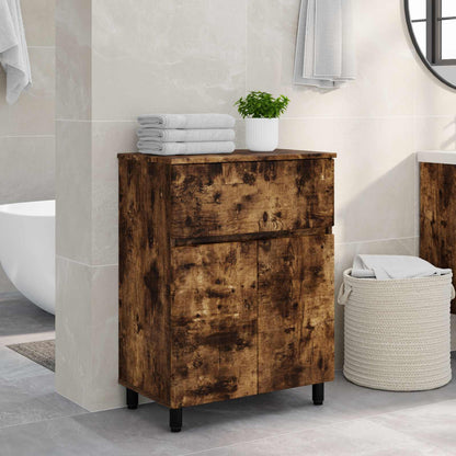 Bathroom Vanity Unit Smoked Oak 60 x 35 x 80 cm Engineered Wood