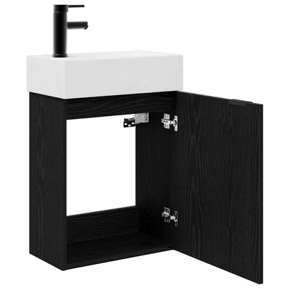 Bathroom Vanity Unit with Tap Black Oak 45.5 x 22.5 x 84 cm
