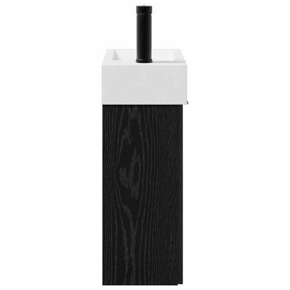 Bathroom Vanity Unit with Tap Black Oak 45.5 x 22.5 x 84 cm