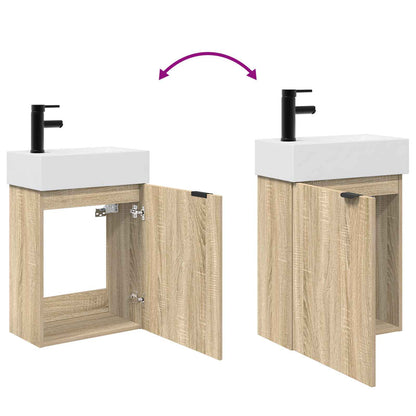 Bathroom Vanity Unit with Tap Sonoma Oak 45.5 x 22.5 x 84 cm