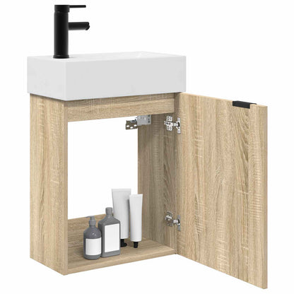 Bathroom Vanity Unit with Tap Sonoma Oak 45.5 x 22.5 x 84 cm