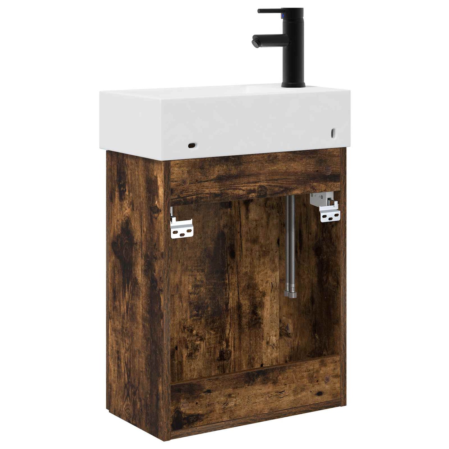 Bathroom Vanity Unit with Tap Smoked Oak 45.5 x 22.5 x 84 cm