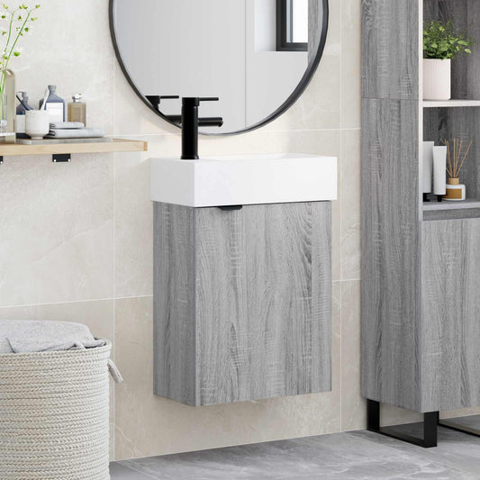 Bathroom Vanity Unit with Tap Grey Sonoma 45.5 x 22.5 x 84 cm