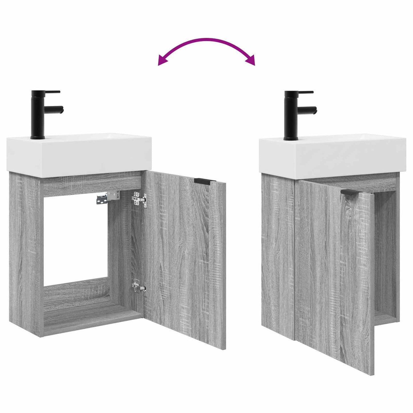Bathroom Vanity Unit with Tap Grey Sonoma 45.5 x 22.5 x 84 cm