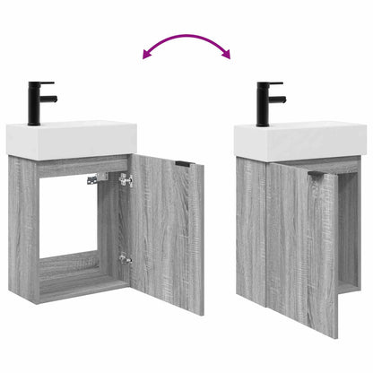 Bathroom Vanity Unit with Tap Grey Sonoma 45.5 x 22.5 x 84 cm