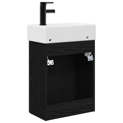 Bathroom Vanity Unit with Tap Black Oak 45.5 x 22.5 x 84 cm