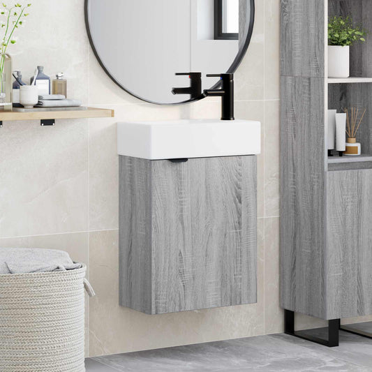 Bathroom Vanity Unit with Tap Grey Sonoma 45.5 x 22.5 x 84 cm