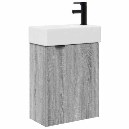 Bathroom Vanity Unit with Tap Grey Sonoma 45.5 x 22.5 x 84 cm