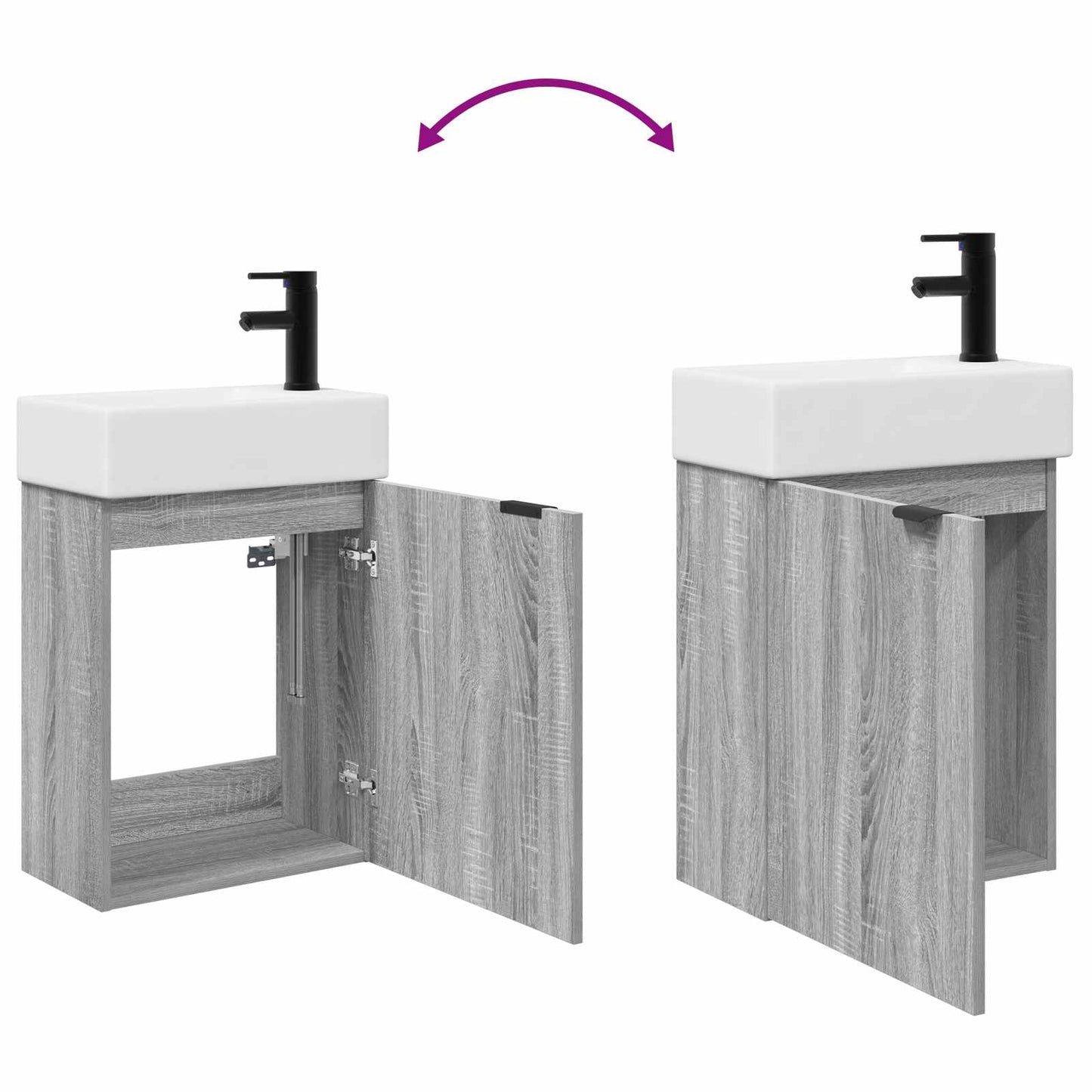 Bathroom Vanity Unit with Tap Grey Sonoma 45.5 x 22.5 x 84 cm