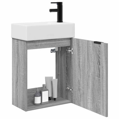 Bathroom Vanity Unit with Tap Grey Sonoma 45.5 x 22.5 x 84 cm