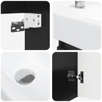 Bathroom Vanity Unit with Tap Black 45.5 x 22.5 x 84 cm