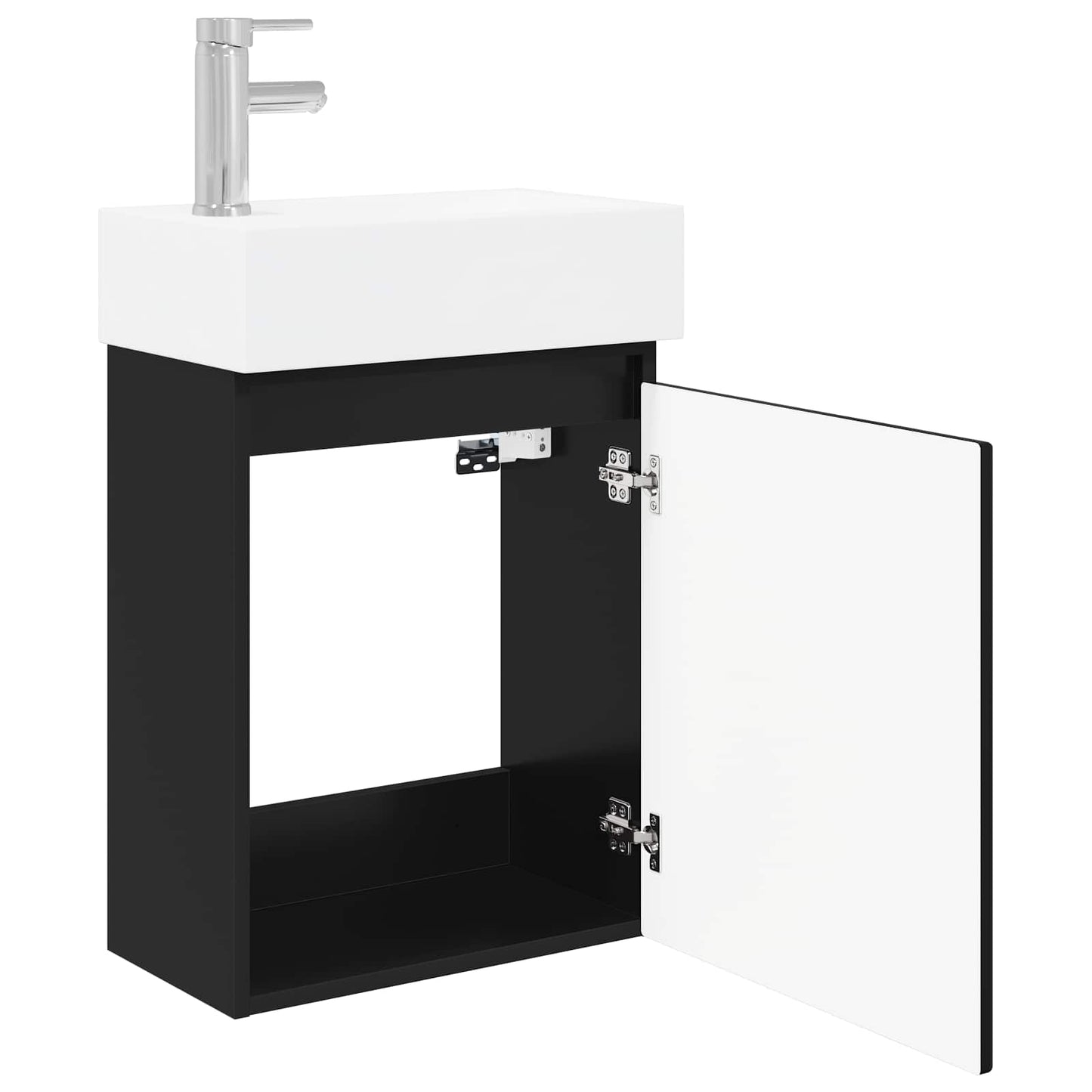 Bathroom Vanity Unit with Tap Black 45.5 x 22.5 x 84 cm