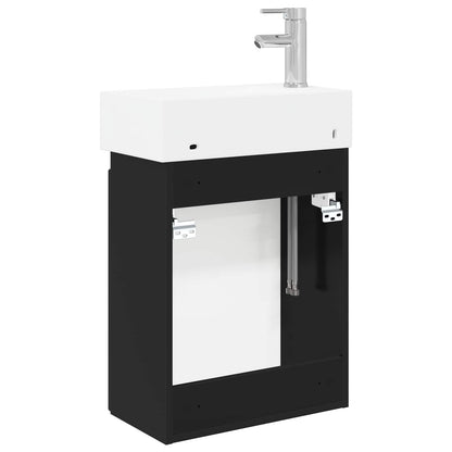 Bathroom Vanity Unit with Tap Black 45.5 x 22.5 x 84 cm