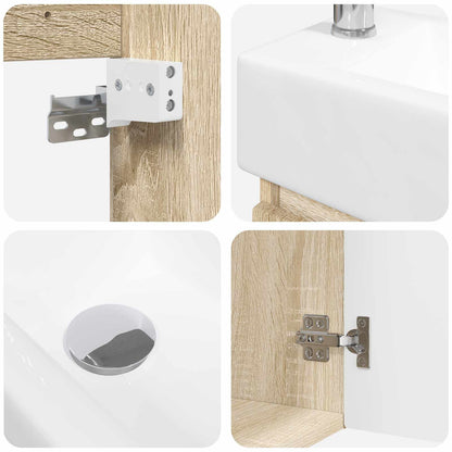 Bathroom Vanity Unit with Tap Sonoma Oak 45.5 x 22.5 x 84 cm