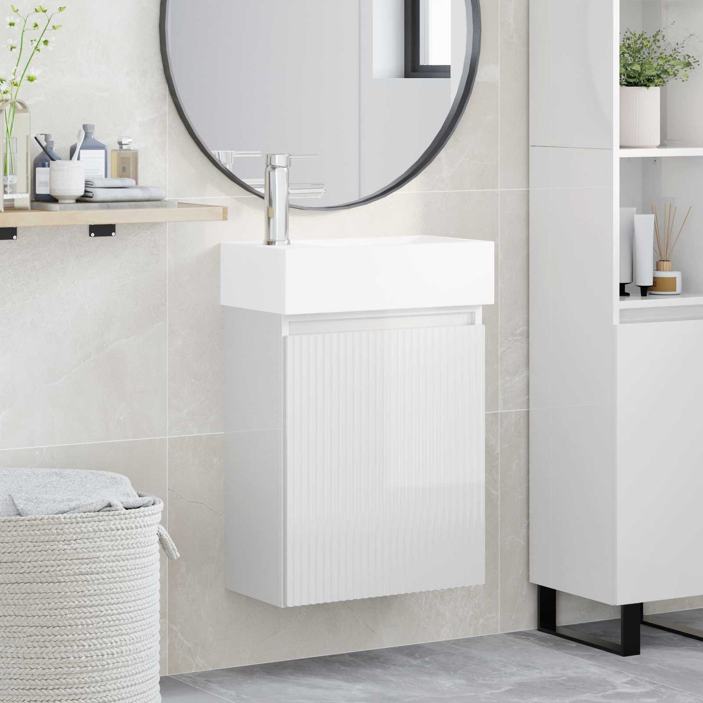 Bathroom Vanity Unit with Tap High Gloss White