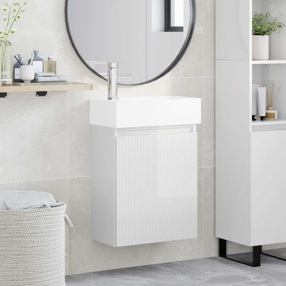 Bathroom Vanity Unit with Tap High Gloss White