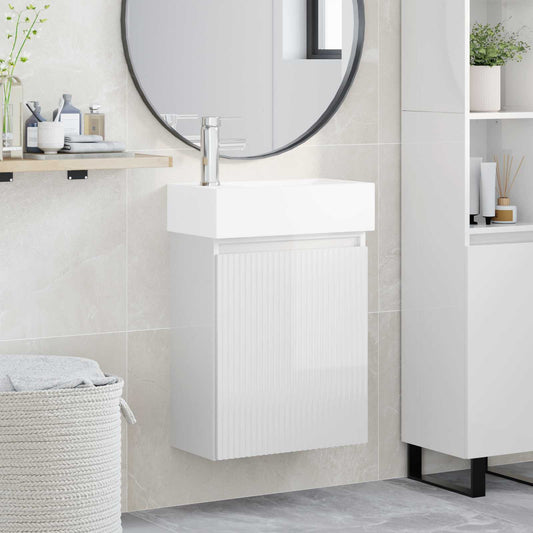 Bathroom Vanity Unit with Tap High Gloss White