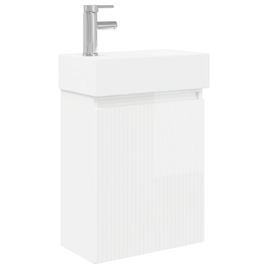 Bathroom Vanity Unit with Tap High Gloss White