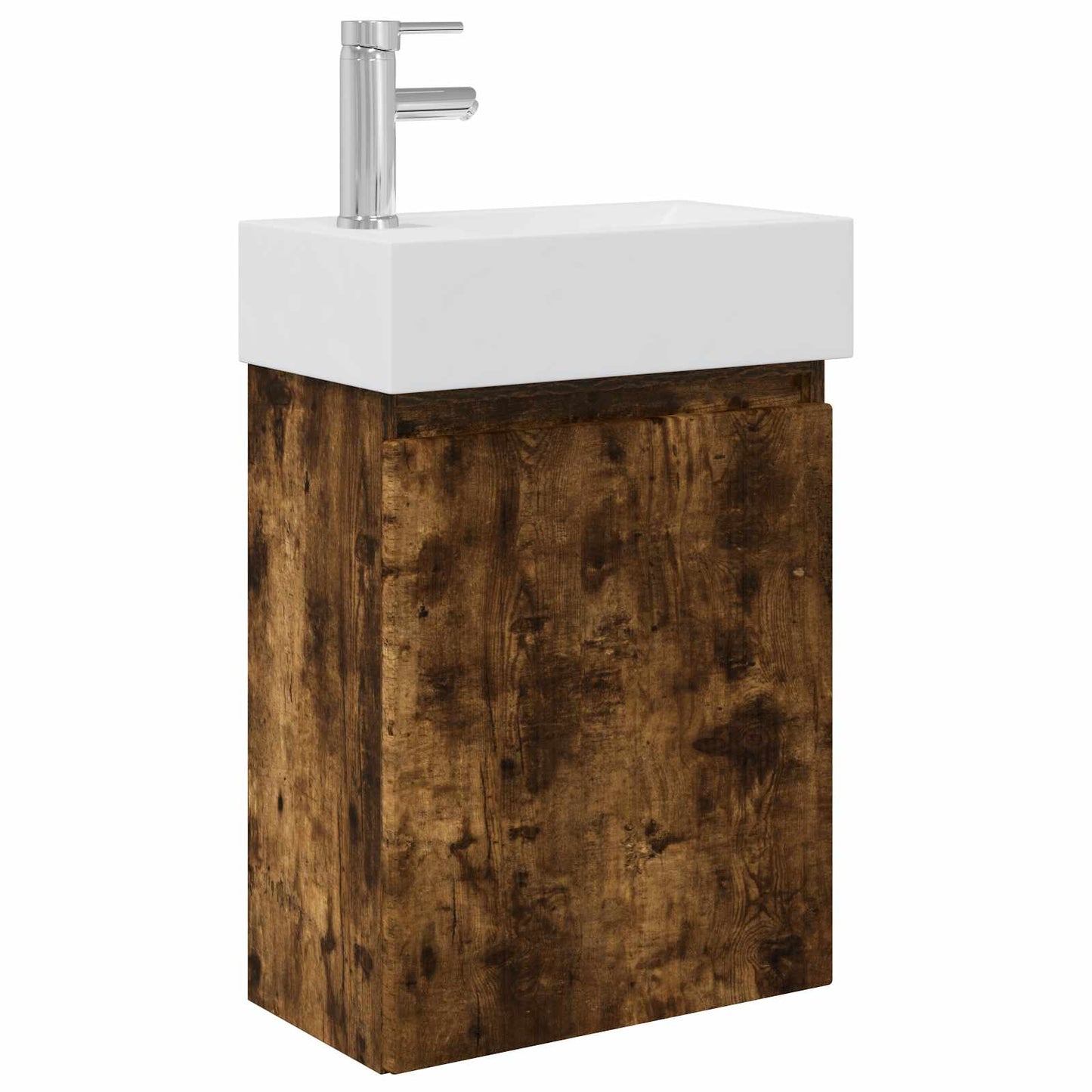 Bathroom Vanity Unit with Tap Smoked Oak 45.5 x 22.5 x 84 cm