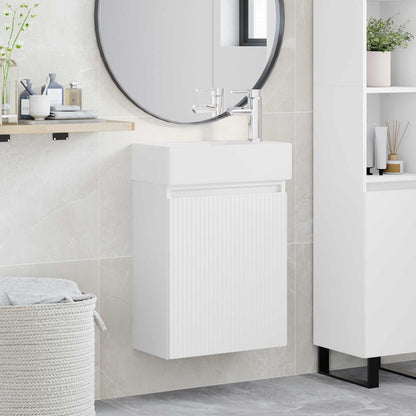 Bathroom Vanity Unit with Tap White 45.5 x 22.5 x 84 cm