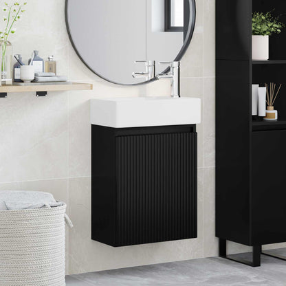 Bathroom Vanity Unit with Tap Black 45.5 x 22.5 x 84 cm