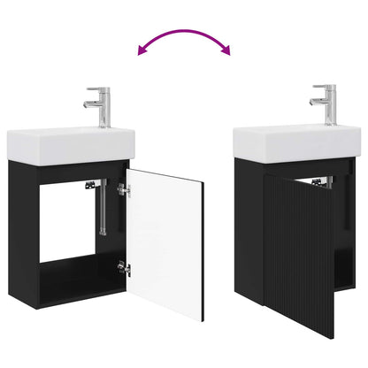 Bathroom Vanity Unit with Tap Black 45.5 x 22.5 x 84 cm