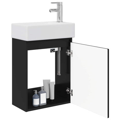 Bathroom Vanity Unit with Tap Black 45.5 x 22.5 x 84 cm