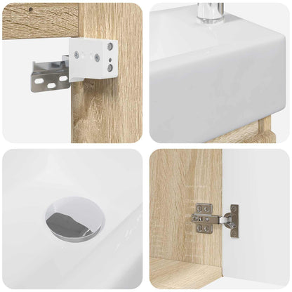 Bathroom Vanity Unit with Tap Sonoma Oak 45.5 x 22.5 x 84 cm