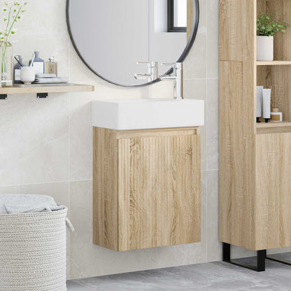 Bathroom Vanity Unit with Tap Sonoma Oak 45.5 x 22.5 x 84 cm