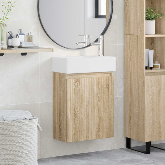 Bathroom Vanity Unit with Tap Sonoma Oak 45.5 x 22.5 x 84 cm