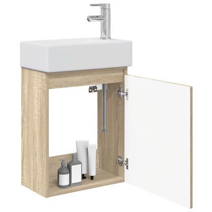 Bathroom Vanity Unit with Tap Sonoma Oak 45.5 x 22.5 x 84 cm