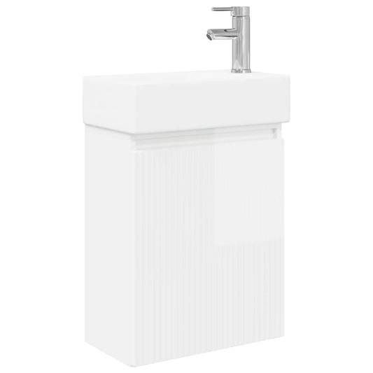 Bathroom Vanity Unit with Tap High Gloss White