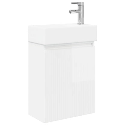 Bathroom Vanity Unit with Tap High Gloss White