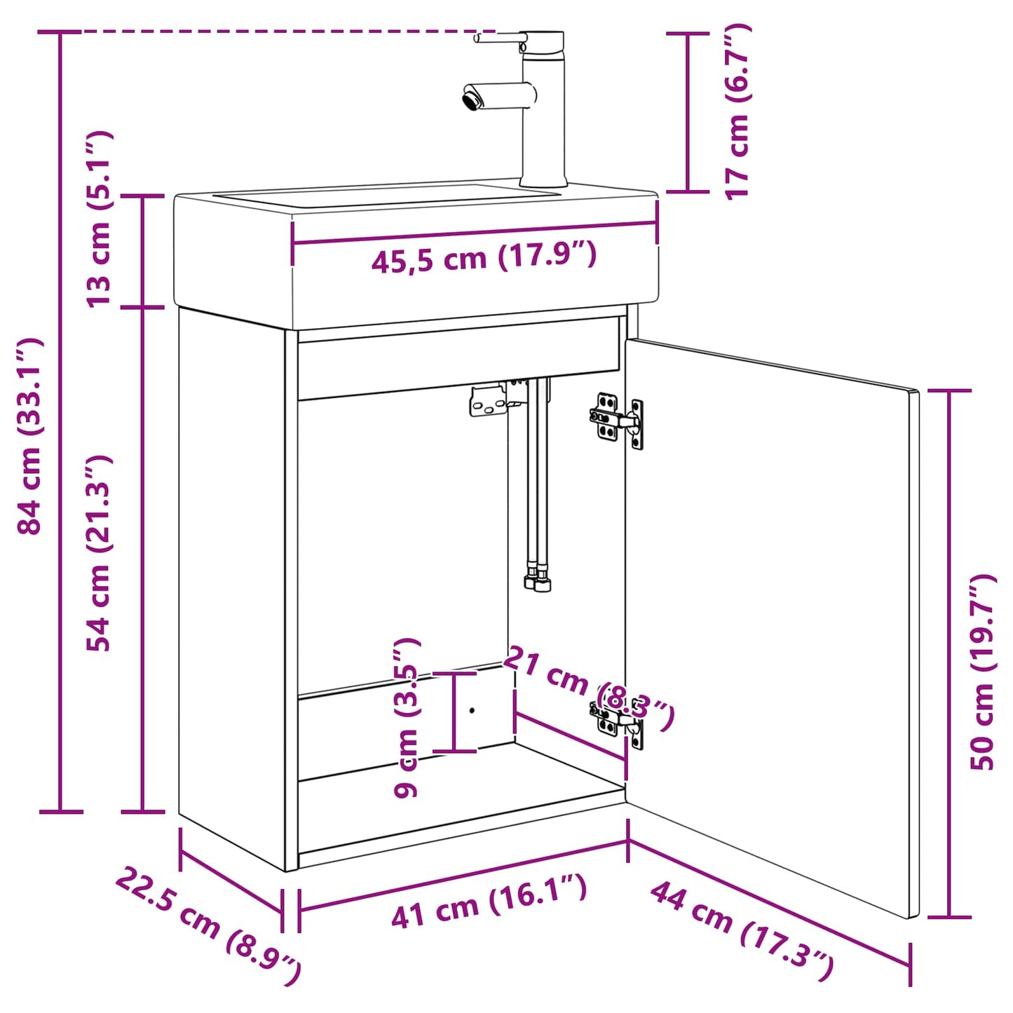 Bathroom Vanity Unit with Tap High Gloss White