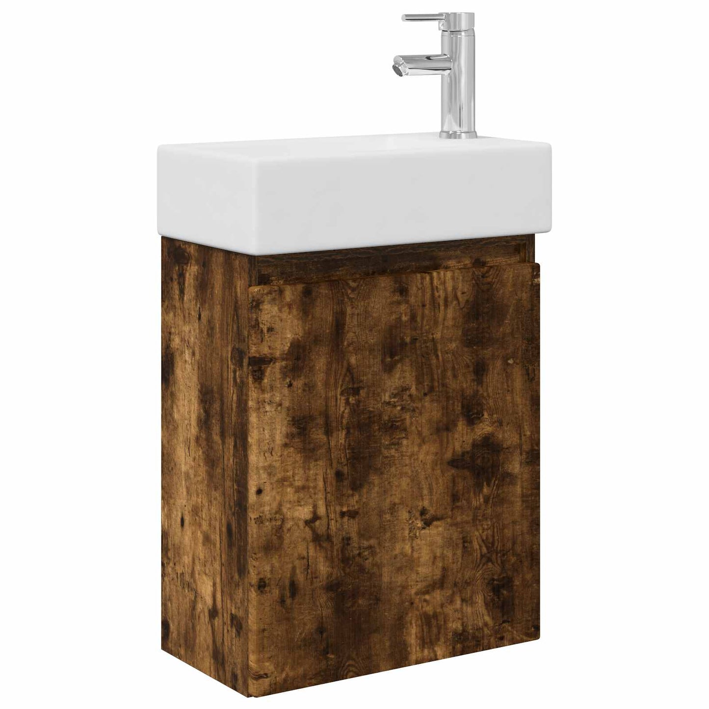 Bathroom Vanity Unit with Tap Smoked Oak 45.5 x 22.5 x 84 cm