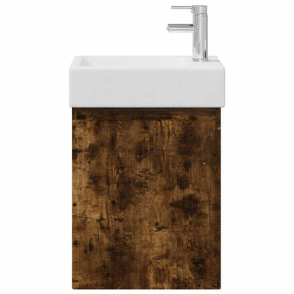 Bathroom Vanity Unit with Tap Smoked Oak 45.5 x 22.5 x 84 cm