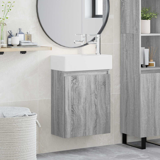 Bathroom Vanity Unit with Tap Grey Sonoma 45.5 x 22.5 x 84 cm
