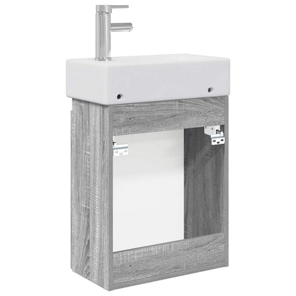Bathroom Vanity Unit with Tap Grey Sonoma 45.5 x 22.5 x 84 cm