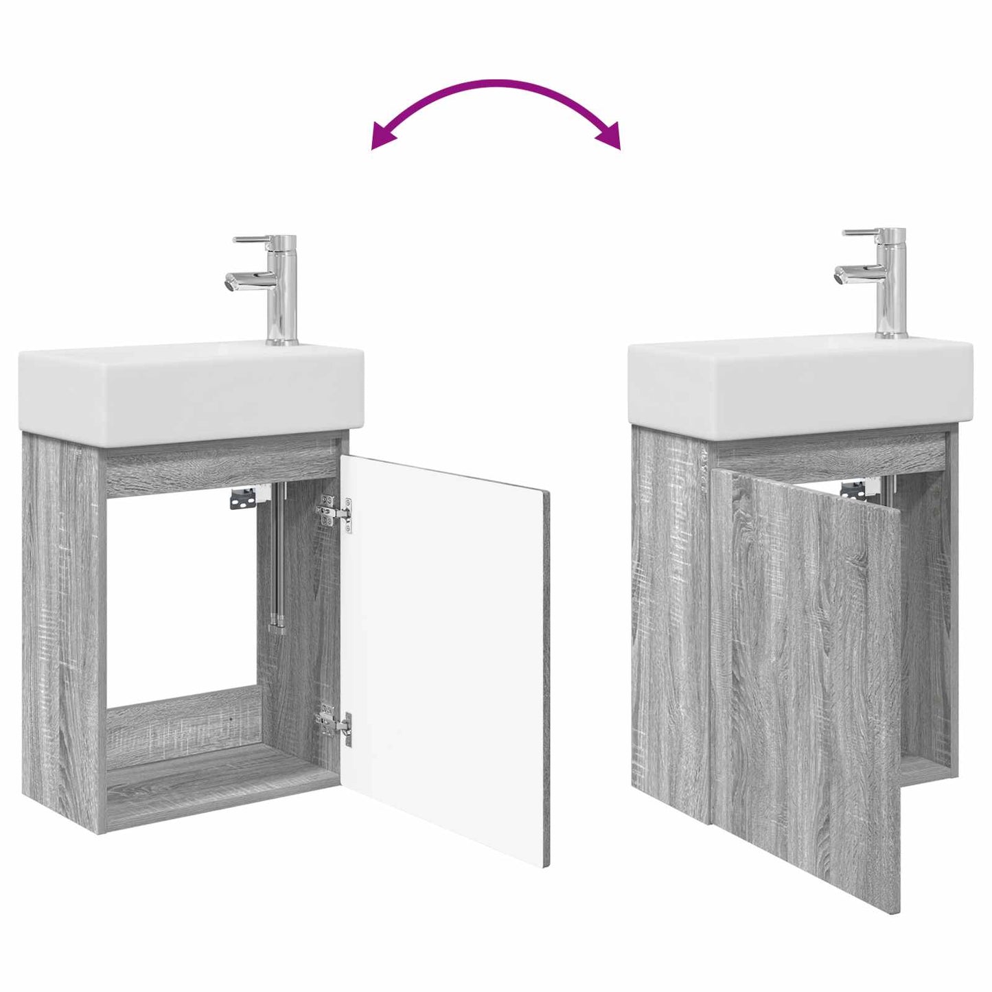 Bathroom Vanity Unit with Tap Grey Sonoma 45.5 x 22.5 x 84 cm