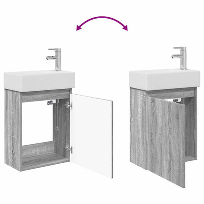 Bathroom Vanity Unit with Tap Grey Sonoma 45.5 x 22.5 x 84 cm