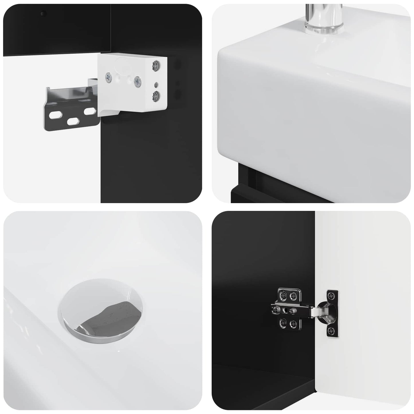 Bathroom Vanity Unit with Tap Black 45.5 x 22.5 x 84 cm