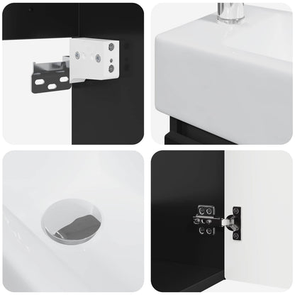 Bathroom Vanity Unit with Tap Black 45.5 x 22.5 x 84 cm