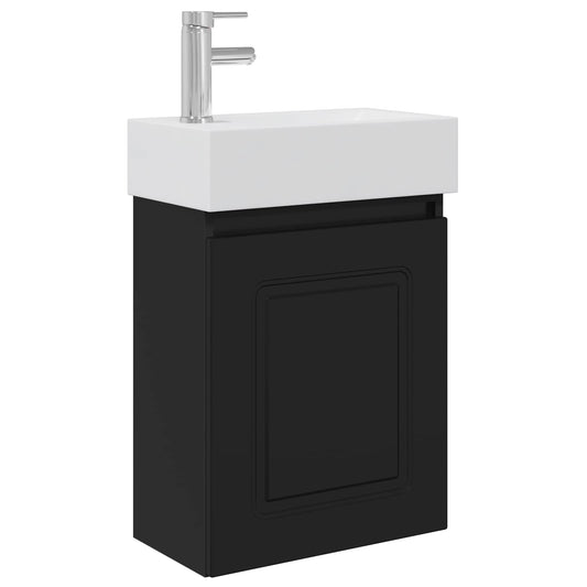 Bathroom Vanity Unit with Tap Black 45.5 x 22.5 x 84 cm